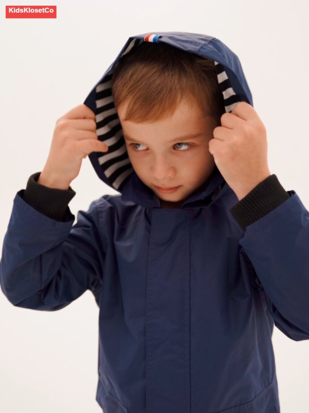 Kids Waterproof Cotton Lined Rain Jacket Hooded Lightweight Full Zip - Picture 5 of 6